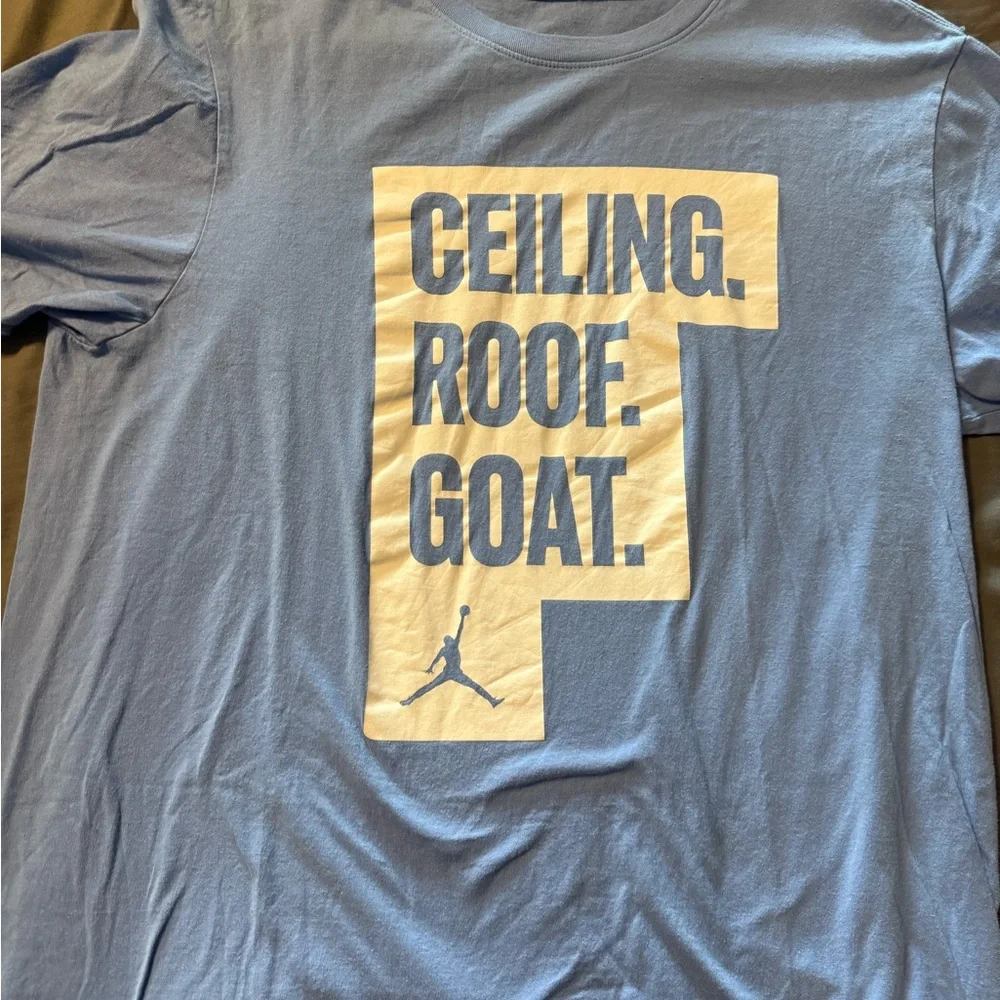 Ceiling Roof Goat Jordan Light Blue Tee UNC Tar Heels Large